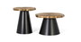 GINER Y COLOMER - Lot de 2 Tables basses en métal avec finition cuivre vieilli, Noir - Structure fer et aluminium - Grand diamètre 62 cm, Petit diamètre 50 cm